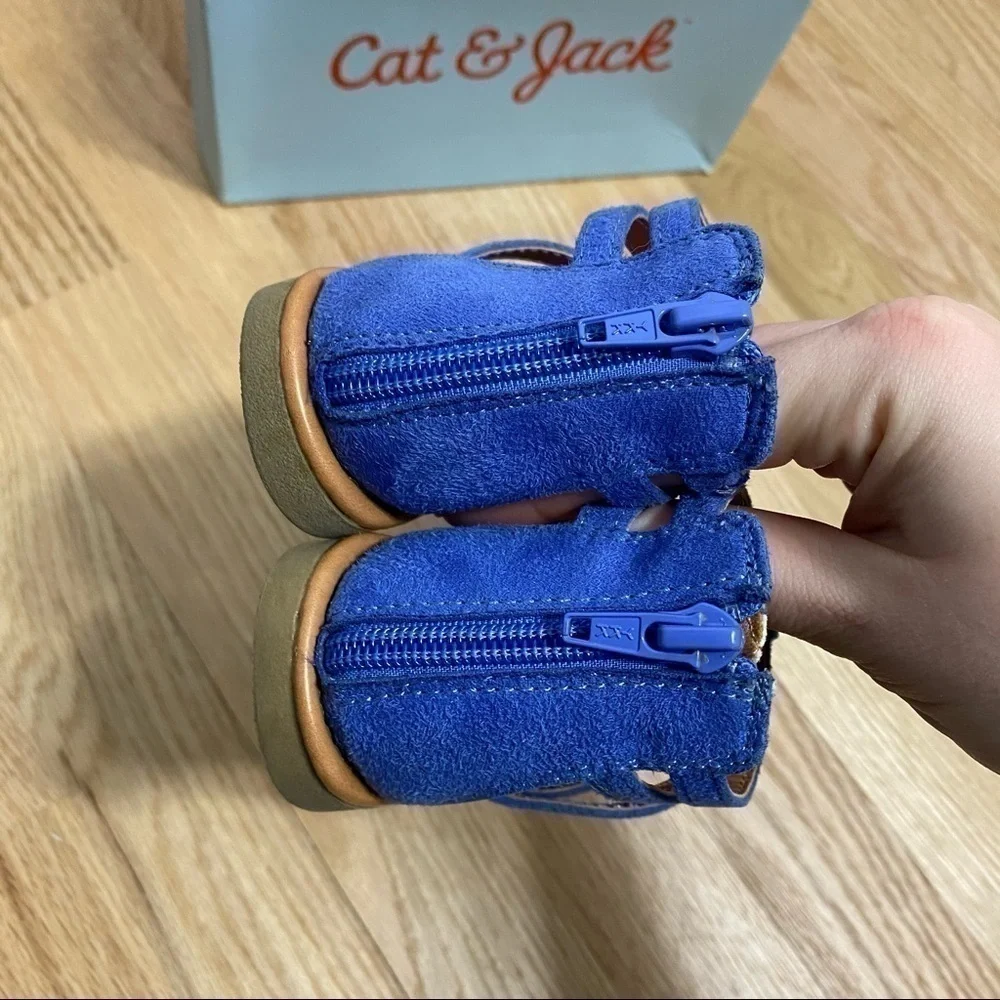 Cat & Jack Peggy Fringe Sandals Kids Sz 11 Blue
